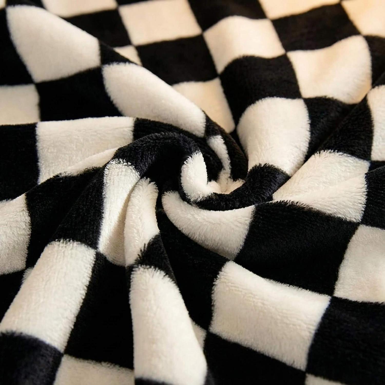 Checkerboard Flannel Blanket For Living Room And Bedroom Decor