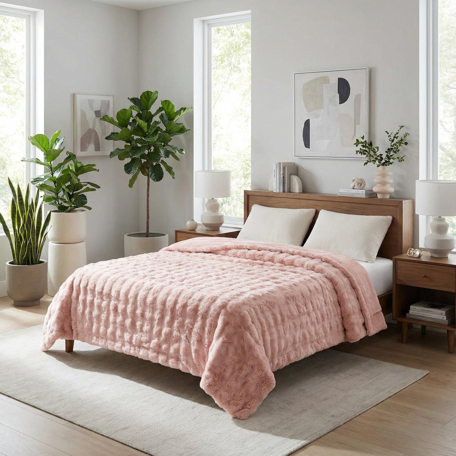 Coral Flannel Rabbit Plush Blanket For Baby Room Decor