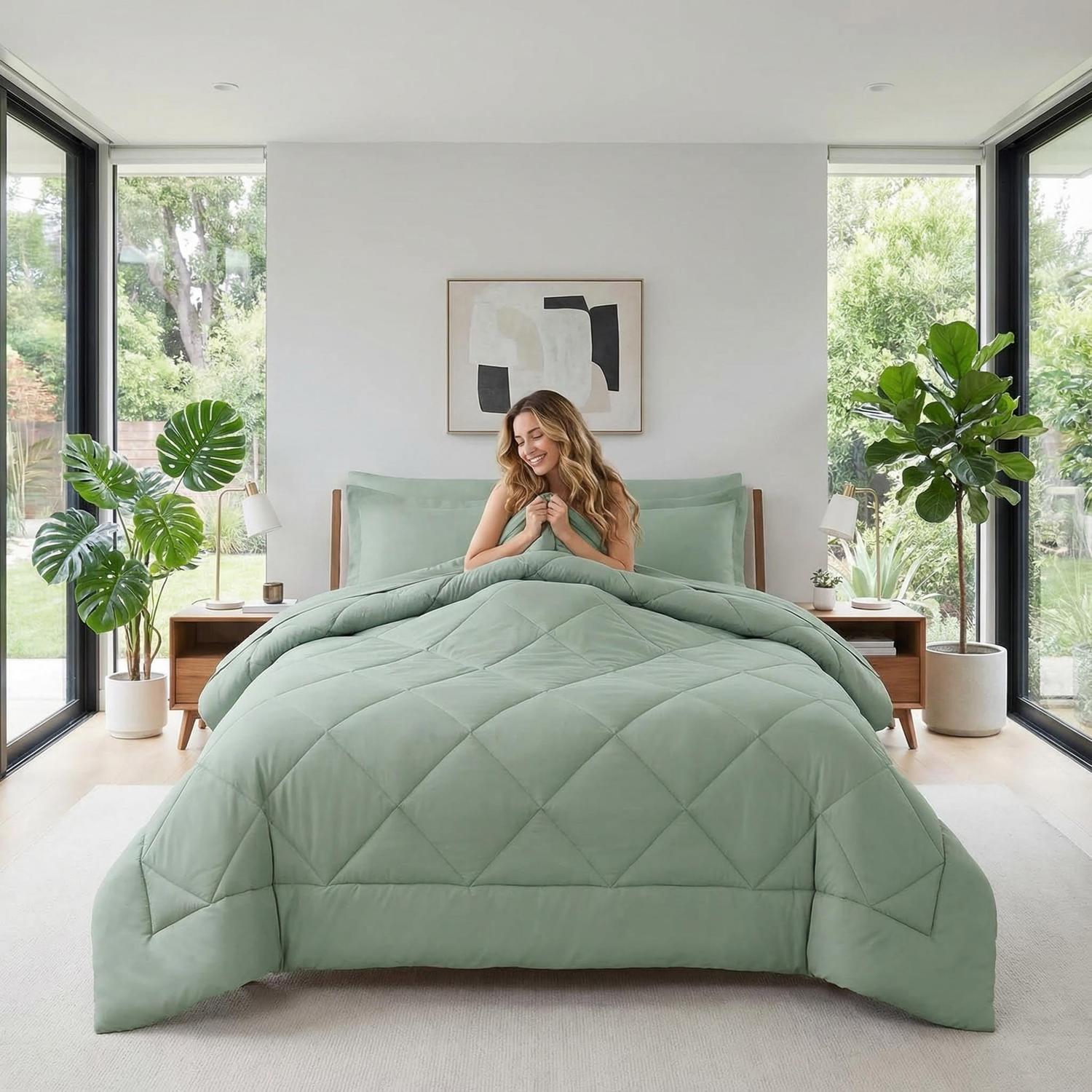 Aurora Diamond Grid Quilt Double Thick Comforter For Home And Hotel