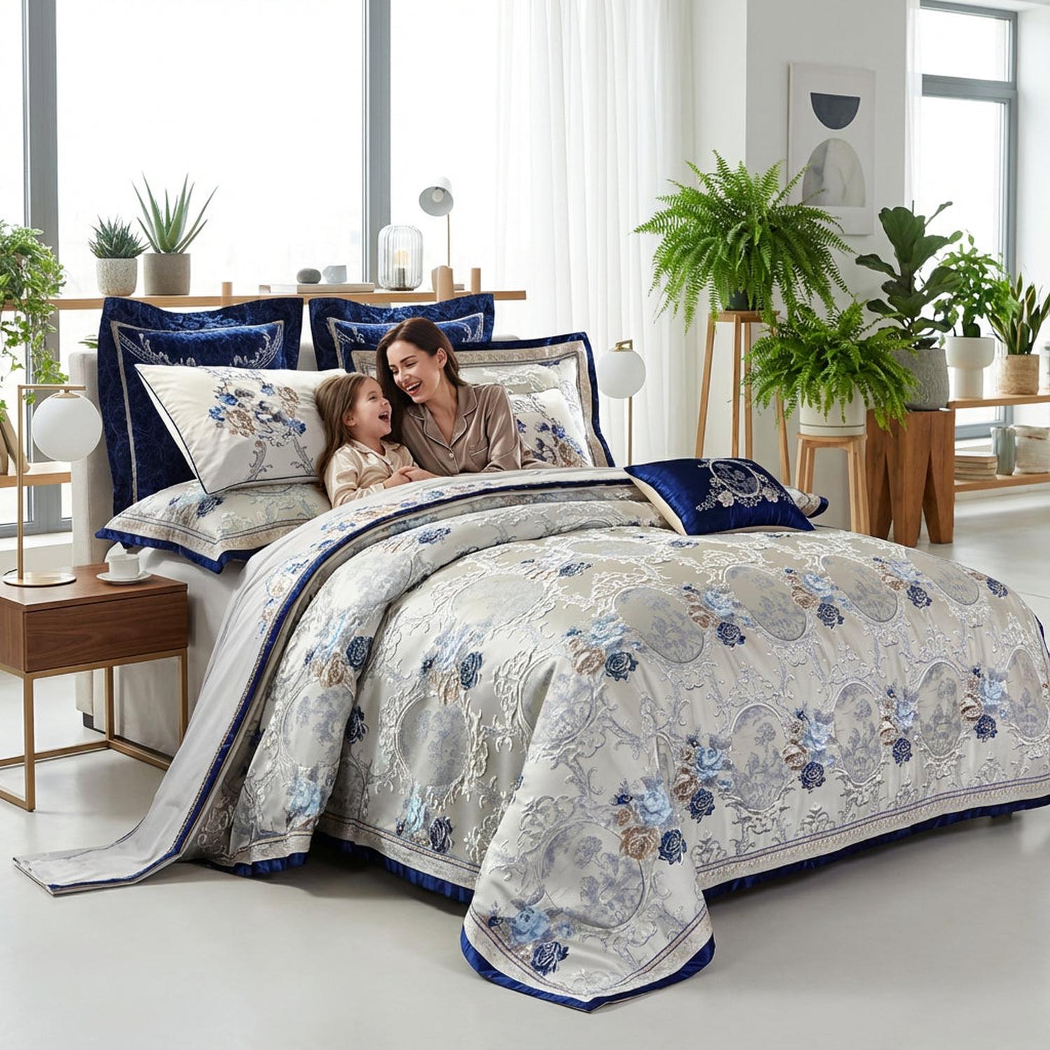 Azurea Luxurious Jacquard Bedding Set For Elegant Bedroom Decor