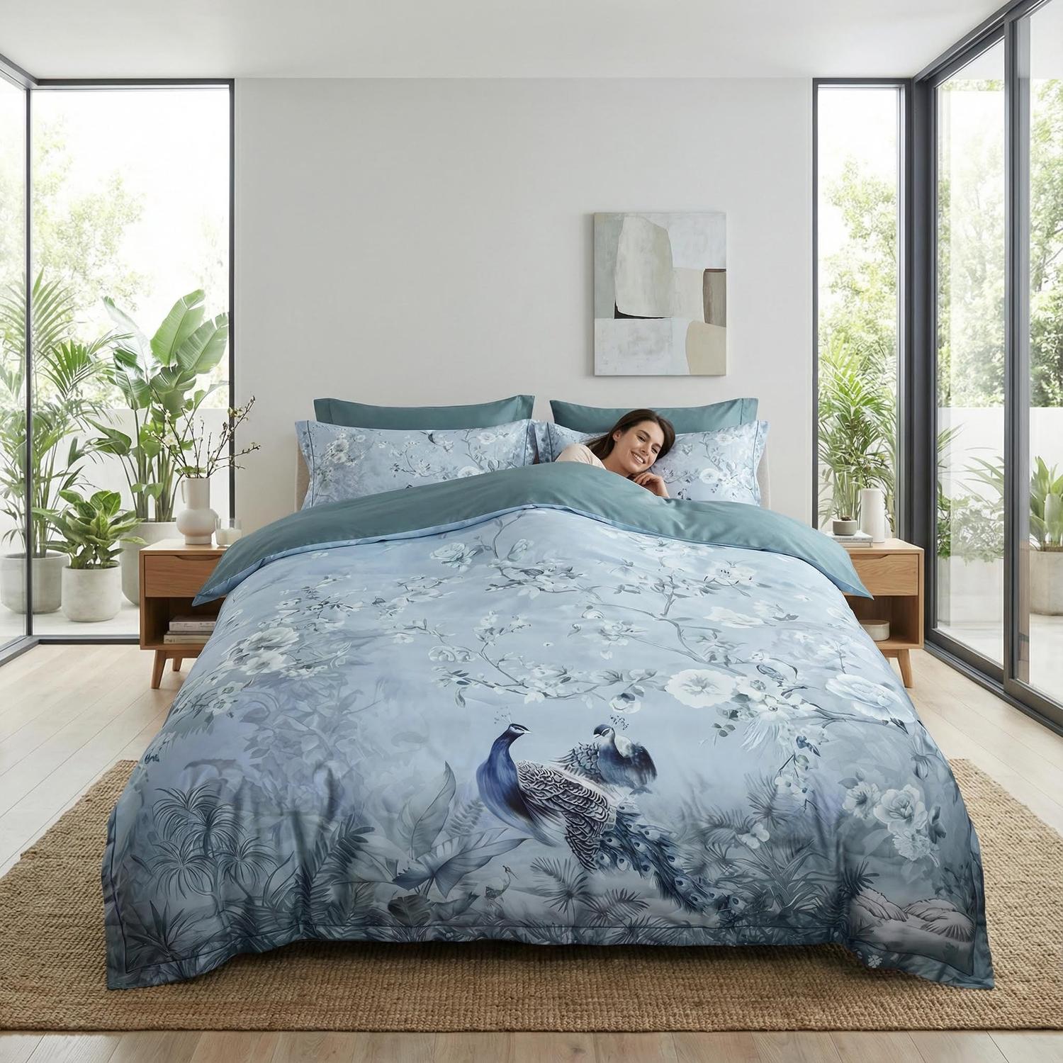 Calm Peacock Bedding Set For A Tranquil Bedroom Retreat