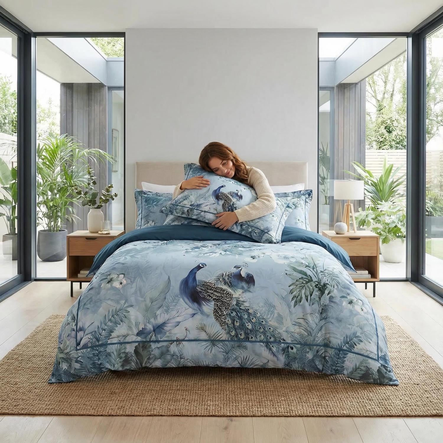Calm Peacock Bedding Set For A Tranquil Bedroom Retreat